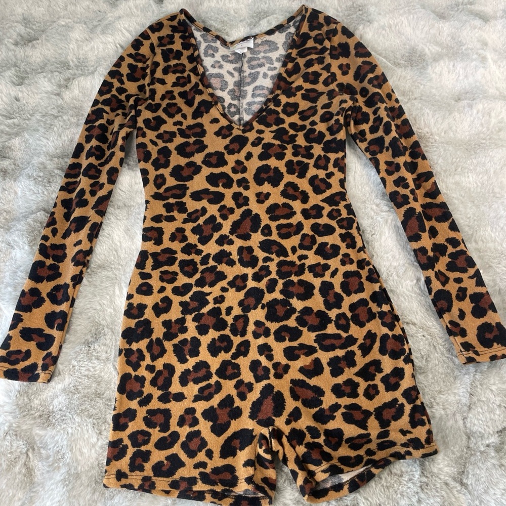 Leopard Print Women One Piece Romper Size L-0677